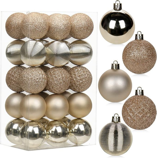 30PCS 2" Christmas Ball Ornaments Shatterproof Champagne Christmas Tree Decorations Xmas Tree Balls Halloween Ornaments Décor