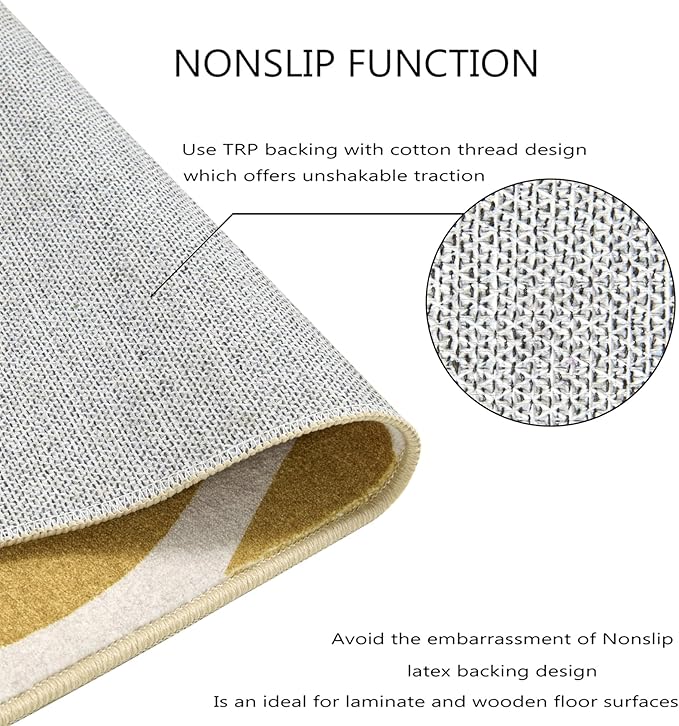 RoomTalks Cute Pink Nuresry Rug Washable, Boho Modern Contemporary Aesthetic 4x6 Area Rugs for Bedroom Dining Living Room Dorm, Abstract Art Tropical Leaves Thin Indoor Entryway Rug Carpet