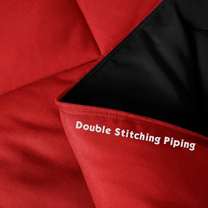 HIG 3pc Red Queen Size Comforter Set-All Season Reversible Down Alternative Comforter with Two Shams -Quilted Duvet Insert with Corner Tabs - Diamond Stitched Blanket - Breathable, Soft, Fluffy