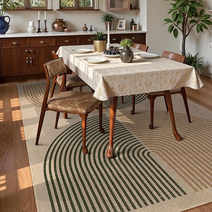 Lahome Modern Rainbow Easy Jute Rug, 8x10 Living Room & Outdoor Patio Area Rug, Contemporary Dining Room Non Slip Non Shedding Carpet for Bedroom & Backyard