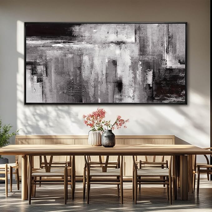 Large Framed Canvas Wall Art Black and White Abstract Art Painting for Bedroom Living Room Wall Decorations 29"x 58" Office Wall Decor