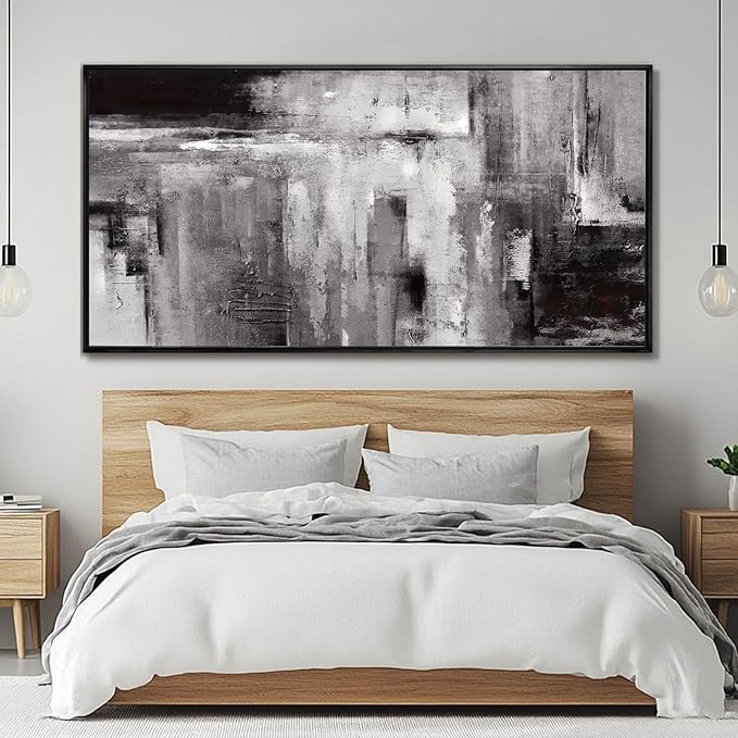 Large Framed Canvas Wall Art Black and White Abstract Art Painting for Bedroom Living Room Wall Decorations 29"x 58" Office Wall Decor