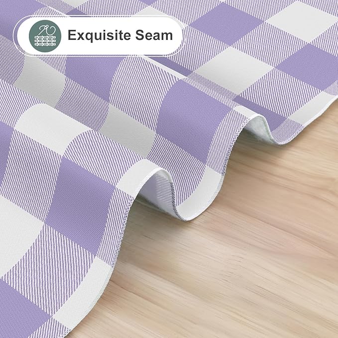 misaya Rectangle Waterproof Vinyl Table Cloth, Buffalo Flannel Backed Tablecloth, Wipeable Plastic Table Cover for Dinner, Kitchen, Outdoor (60" x 102", Lavender and White)