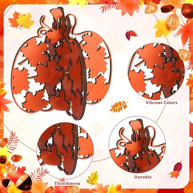 Soaoo 12 Pcs Fall Wooden Table Signs Pumpkin Wood Decoration Thanksgiving Tiered Tray Decor Thanksgiving Table Centerpieces Block Sign Farmhouse Decorations for Home Party