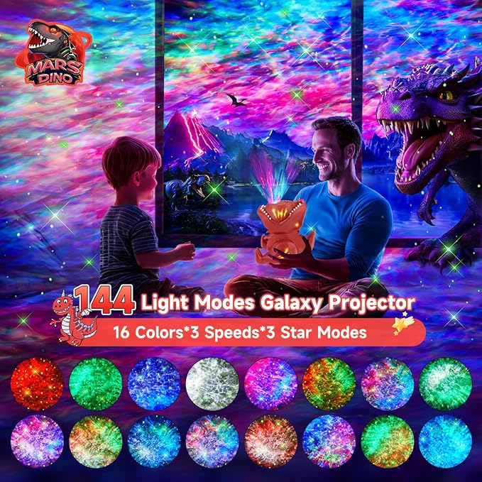 Dinosaur Night Light Projector,22 White Noises+316 Color Modes Galaxy Projector for Bedroom, Bluetooth Speaker Star Projector Light Projector for Bedroom, Star Projector Galaxy Light Projector