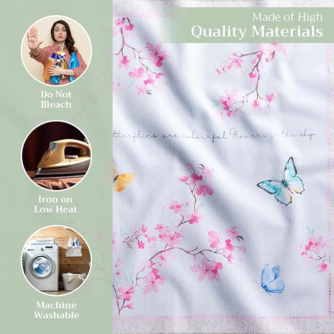 Maison d' Hermine Cloth Napkins Set of 4 100% Cotton Everyday Reusable Square Napkins Cloth Washable, Dinner, Party, Wedding, Restaurant, Spring/Summer (Blossoms in Spring, 20" x 20")