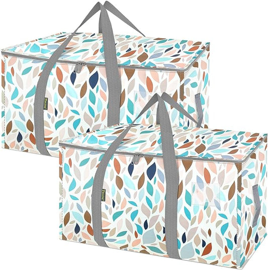 BALEINE 2-Pack Oversized Moving Bags with Reinforced Handles, Heavy-Duty Storage Tote for Clothes, Moving Supplies (Mosaic, 2-Pack)