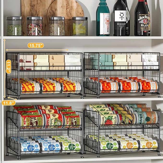 2-Pack Stackable Rack Organizer, Storage for Kitchen Pantry Cabinet, Holders for Food, Multifunctional Dispenser for Snacks Soda