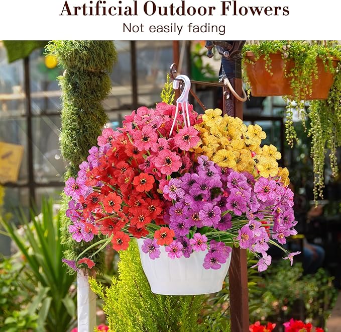 20 Bundles Artificial Flowers for Outdoors Decorations, Fake Flowers Faux Plants Silk Colorful Daisy Flowers Realistic UV Resistant for Garden Patio Porch Box Home Decor