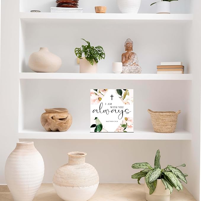 Christian Gifts, ‘I Am With You Always’ Wooden Box Sign Decor, Christian Home Décor, Birthday, Thanksgiving, Christmas Gifts, Christian Decorations, Gifts for Family, Friends, etc.(051)