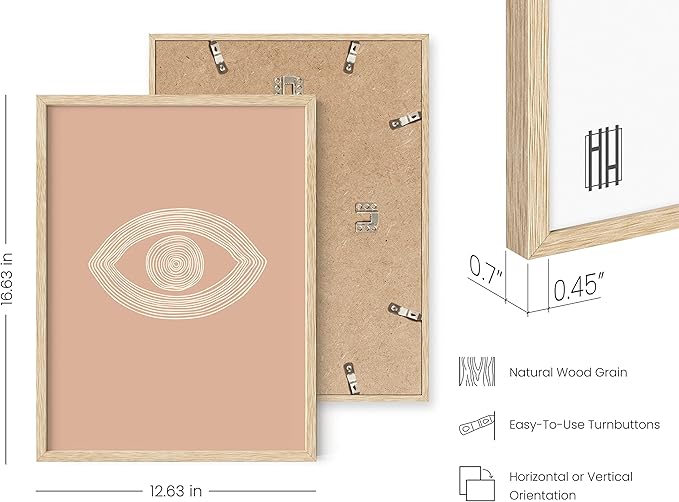 HAUS AND HUES Boho Posters Neutral Wall Art Prints - Boho Posters and Prints, Abstract Art Wall Eye Art Wall Decor, Eye of Sauron (Beige Framed, 12x16)