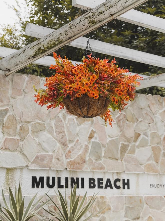 8pcs Fall Artificial Outdoor Branch with Eucalyptus Leaves for Indoor Outside Hanging Plants Garden Porch Window Box Home Wedding Farmhouse Décor