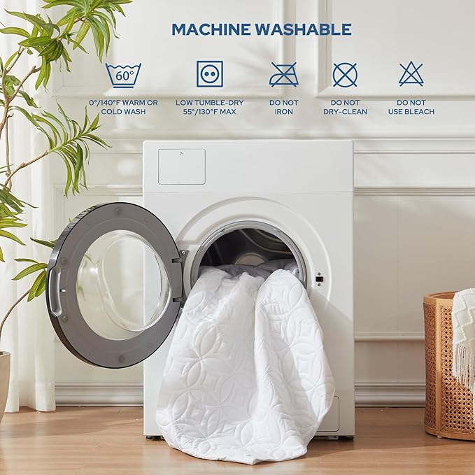 BEDLORE Waterproof Mattress Protector, Twin XL Size Mattress Pad with Deep Pocket 6"-15" Depth, Soft Breathable Bed Mattress Cover for Bedroom, College Dorm (White)