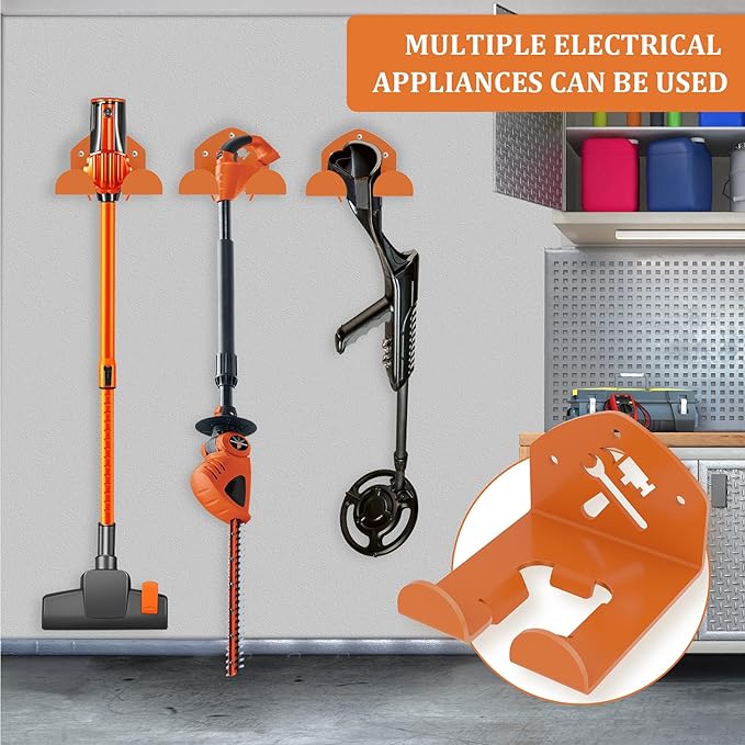 Garage Organization Storage Trimmer Rack Garden Power Tool Hanger for Grass Trimmer, Hedge Trimmer, Heavy Duty Weed Wacker Hook Tool Organizer, 2 Pack