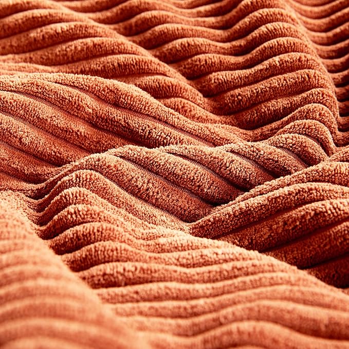 Fancy Homi Set of 4 Burnt Orange Lumbar Decorative Throw Pillow Covers 12x20 Inch for Living Room Couch Bed, Boho Farmhouse Fall Home Decor, Soft Corduroy Cross Patchwork Cushion Case 30x50 cm