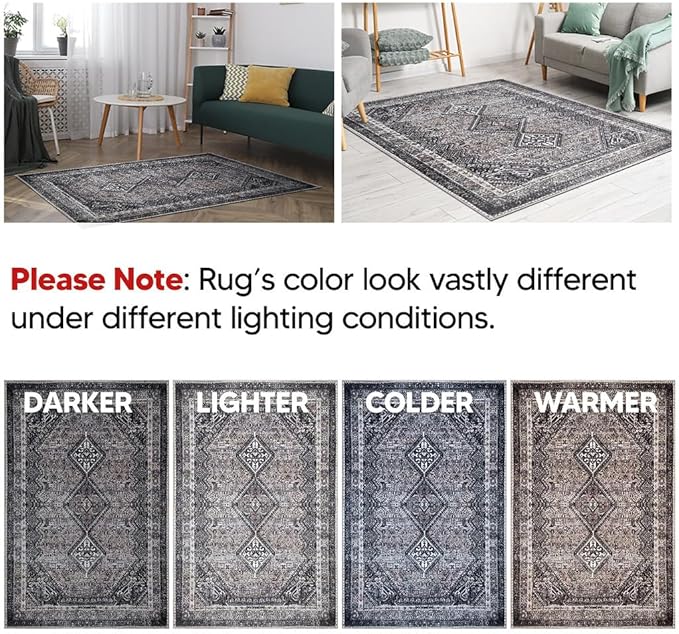 Keen Home Design 2x12 Rug - Machine Washable Runner Rug with Non-Slip Backing, Ideal for Hallway, Entryway, Kitchen, Laundry Room - Vintage, Easy Clean, Durable, Low Pile - (2'6" x 12')