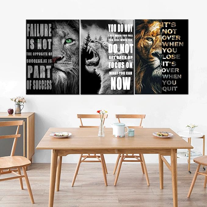 Inspirational Wall Art for Motivational Office Quotes Theme Wall Decor for Animal Leopard Canvas Prints Framed Wall Art for Bathrooms Motivational Modern Home Decor Framed and Stretched [60''Wx 28''H]