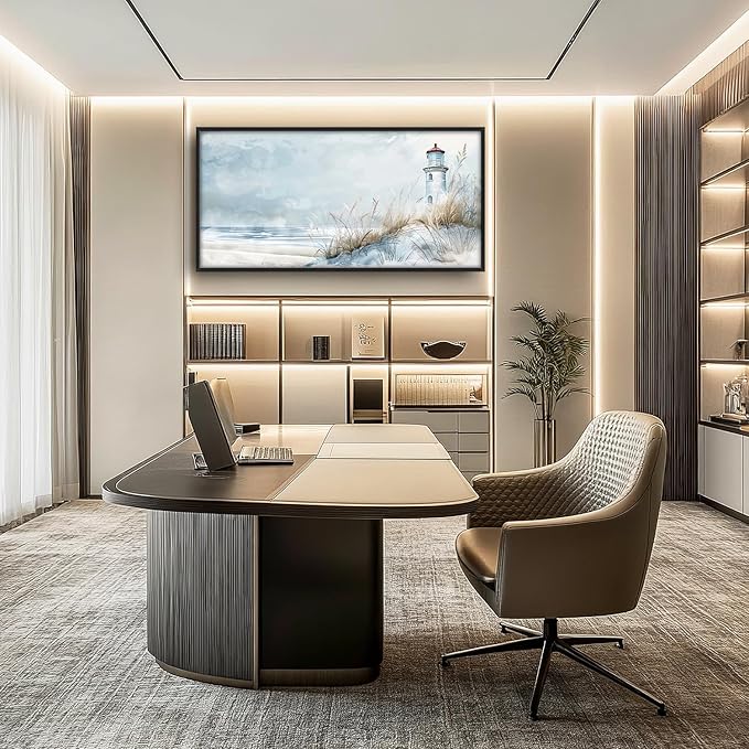 Flintis Large Lighthouse Wall Art Beach Lighthouse Pictures Wall Decor Abstract Nautical Canvas Painting Print Artwork Decoration Framed for Living Room Bathroom Master Bedroom 60L x 30W