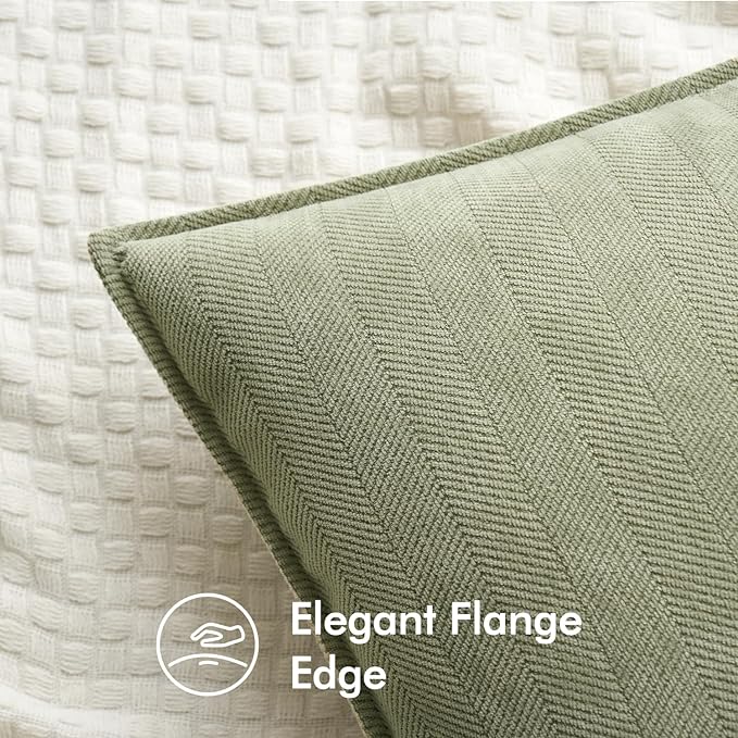 MIULEE Pack of 2 Sage Green Decorative Pillow Covers 24x24 Inch Soft Chenille Luxurious Couch Throw Pillows Farmhouse Cushion Covers Euro Shams with Elegant Design for Sofa Bed Living Room Home Decor