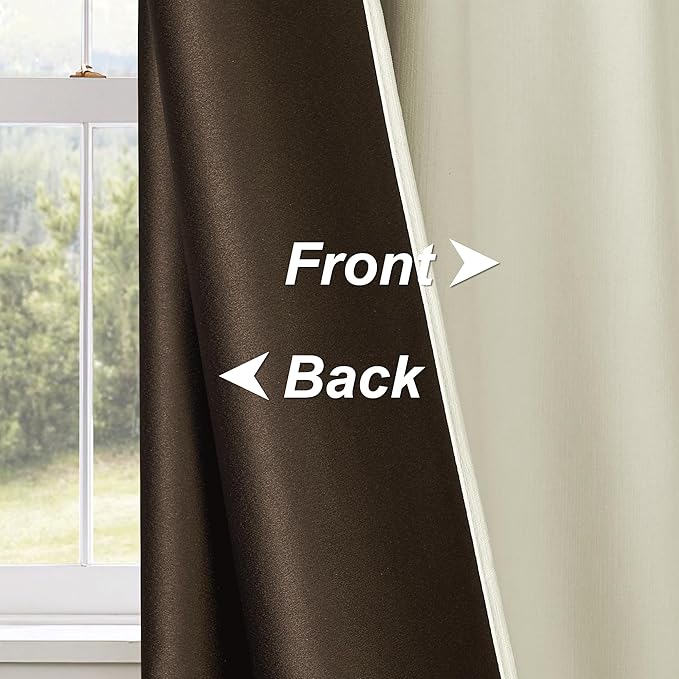 StangH Beige Blackout Curtains Back Tab Velvet Chenille Curtains Heavy Thick Thermal Insulated Privacy Window Drapes for Nursery Bedroom/Living Room Dividers, W52 x L84, 2 Panels
