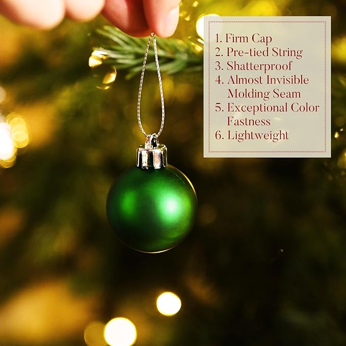 Valery Madelyn 1.57 Inches Small Christmas Tree Decorations Ornament Set for 4th of July Fall Halloween, 24ct Red Green and White Shatterproof Hanging Ball Ornaments Holiday Party Decor