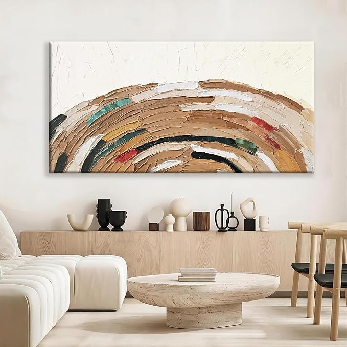 Tsomzxng Large Abstract Wall Art For Living Room Decor Yellow Brown Wall Art Painting Prints Minimalist Abstract Art Modern Canvas Art Wall Decor Pictures For Bedroom Kitchen Office 29"×58"