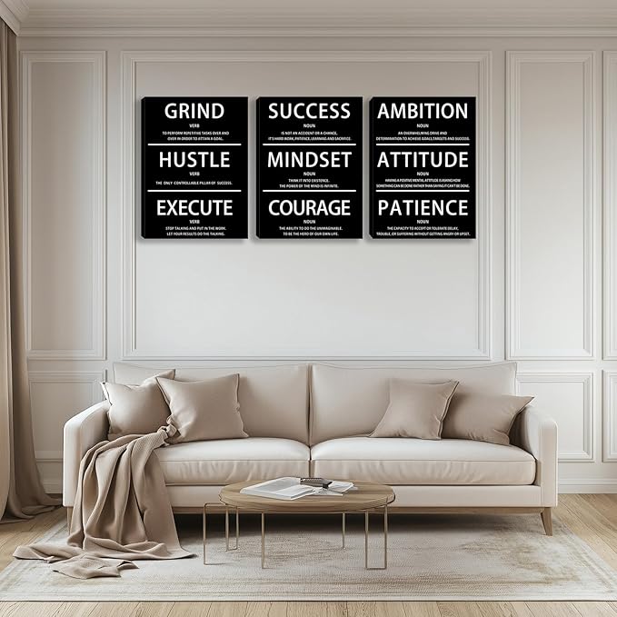 Motivational Wall Decor Paintings Inspirational Office Wall Decor Posters Prints 3 Pieces Bedroom Decor Living Room Office Canvas Picture Wall Painting Home Decoration Framed Artwork (36''W x 16''H)