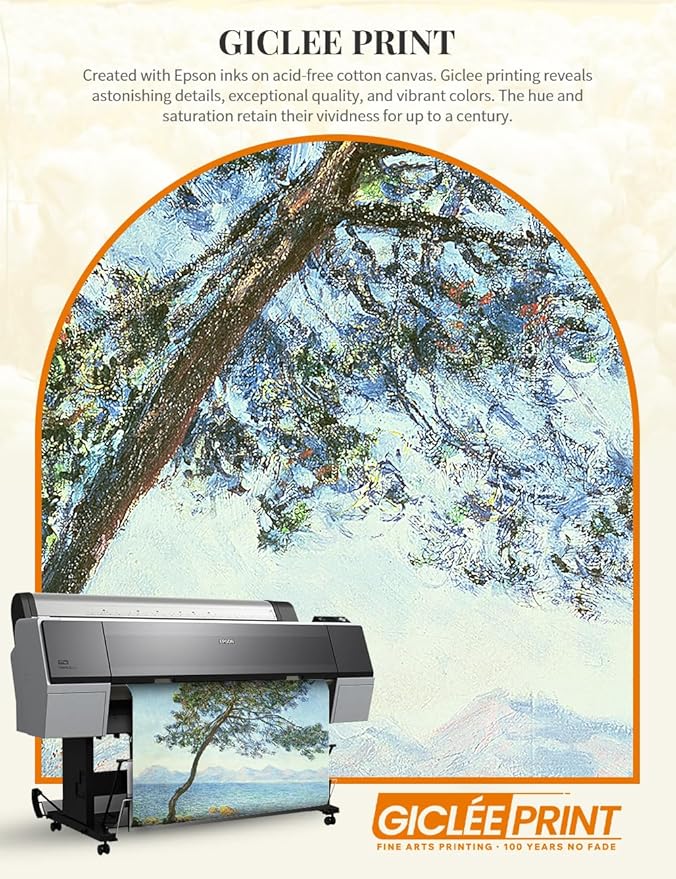 DECORARTS - The Esterel Mountains (1888) by Claude Monet, Museum-Quality Giclee Canvas Print, Wall Art Reproduction, 40" W x 30" H, Made in USA