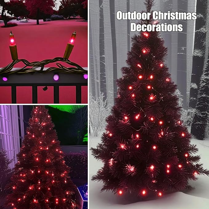 Christmas Lights 100 Count Red Christmas Tree String Lights with White Wire for Outdoor Indoor Christmas Decorations Wedding Decorations Valentines Day Decor,UL Certified (21feet)