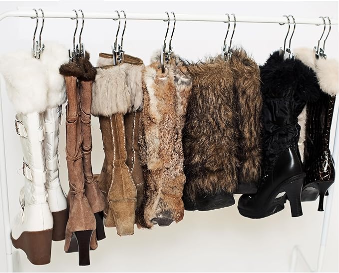 Original Boot Hanger - Shoe Storage Space Saver (Set of 3); Boot Hanger, Holder, Clips, Storage (Silver)