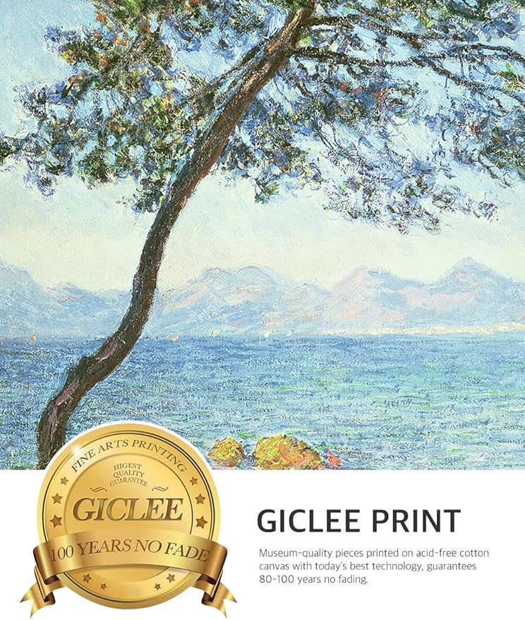 DECORARTS - The Esterel Mountains 1888 Claude Monet Art Reproduction. Giclee Print& Museum Quality Framed Art for Wall Decor. Framed size: 26x22