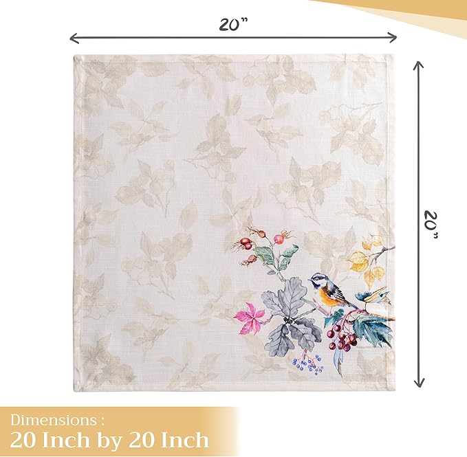 Maison d' Hermine Cloth Napkins Set of 4 100% Cotton Everyday Reusable Square Napkins Cloth Washable, Dinner, Party, Wedding, Restaurant (Equinoxe - Beige, 20" x 20")