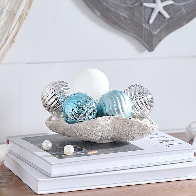 Valery Madelyn Christmas Ornaments Tree Decorations Set for Fall Halloween, 24ct Light Blue Silver Shatterproof Ball Ornaments, 2.36" Hanging Ornament Bulk for Xmas Holiday Party Decor