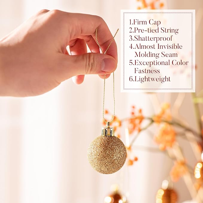 Valery Madelyn 1.57 Inches Small Christmas Tree Decorations Ornament Set for 4th of July Fall Halloween, 24ct Red and Brown Shatterproof Hanging Ball Ornaments Holiday Party Decor