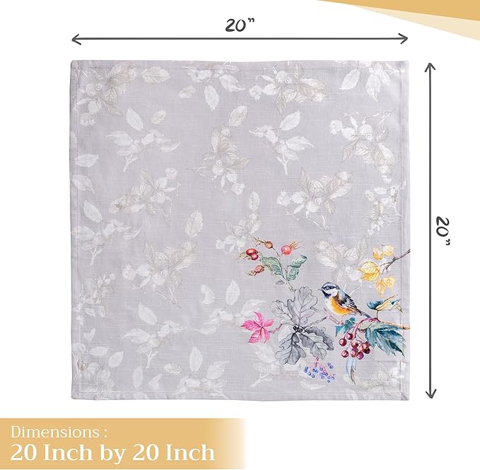 Maison d' Hermine Cloth Napkins Set of 4 100% Cotton Everyday Reusable Square Napkins Cloth Washable, Dinner, Party, Wedding, Restaurant (Equinoxe - Grey, 20" x 20")