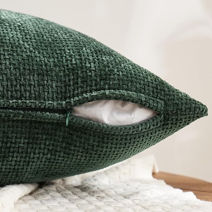 MIULEE Christmas Green Pack of 4 Couch Throw Pillow Covers 20x20 Inch Soft Decorative Chenille Pillow Covers Farmhouse Accent Cushion Covers for Boho Home Decor Sofa Bedroom Living Room