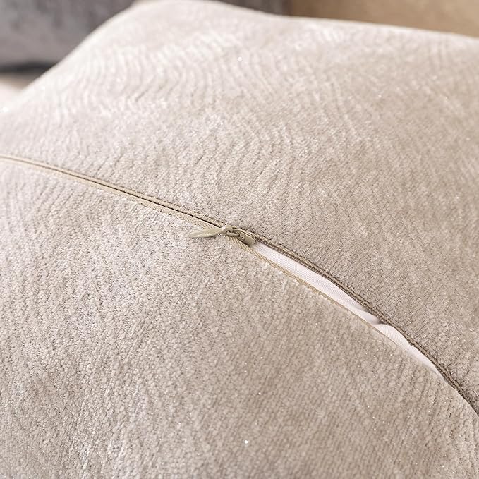 AVOIN colorlife Pale Coffee Chenille Throw Pillow Covers 18 x 18 Inch Set of 2, Soft Cozy Bound Edge Design Home Decor Cushion Case for Living Room Bed Sofa Coach