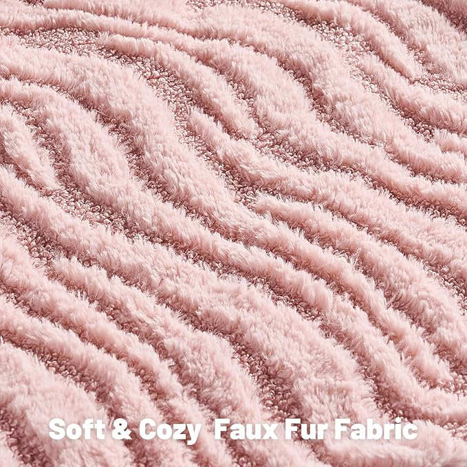 FUTEI Pink Decorative Throw Pillow Covers 12x20 Inch Set of 2,Soft Faux Fur Geometric Shapes Texture Pillowcase,Boho Home Decor for Couch Bed Living Room