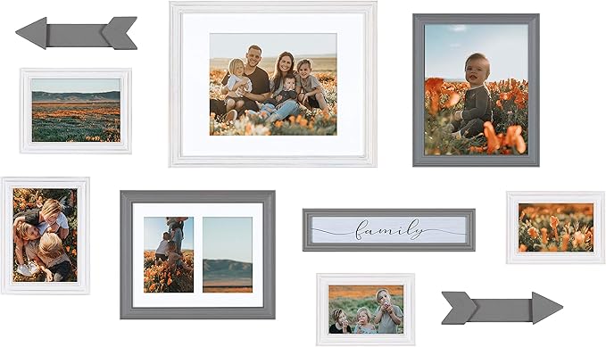 Kate and Laurel Bordeaux Expressions Wall Decor Collection, Rustic Gray and White, Assorted Size Frames and Decorative Wall Accents