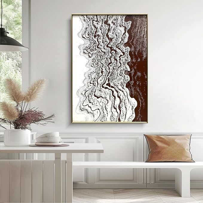 BrightA Canvas Wall Art for Bathroom and Office Handmade Oil Painting Wall Decor with Framed Design Modern Large Wall Canvas Art 27.6"x39.3"