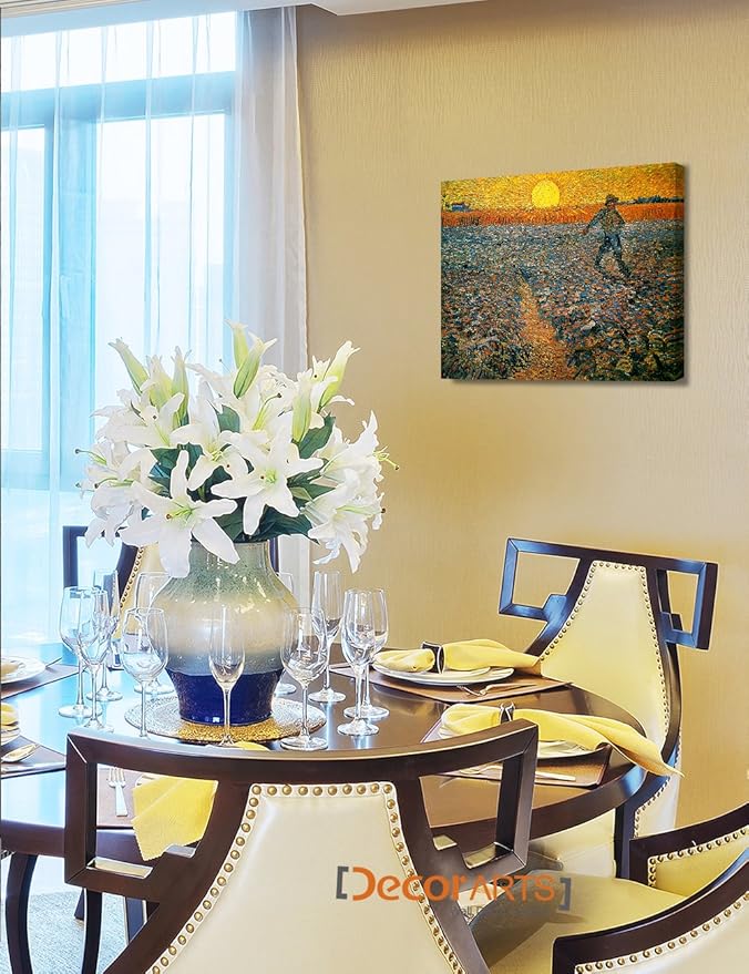 DECORARTS - The Sower, Vincent Van Gogh Art Reproduction. Giclee Canvas Prints Wall Art for Home Decor 20x16