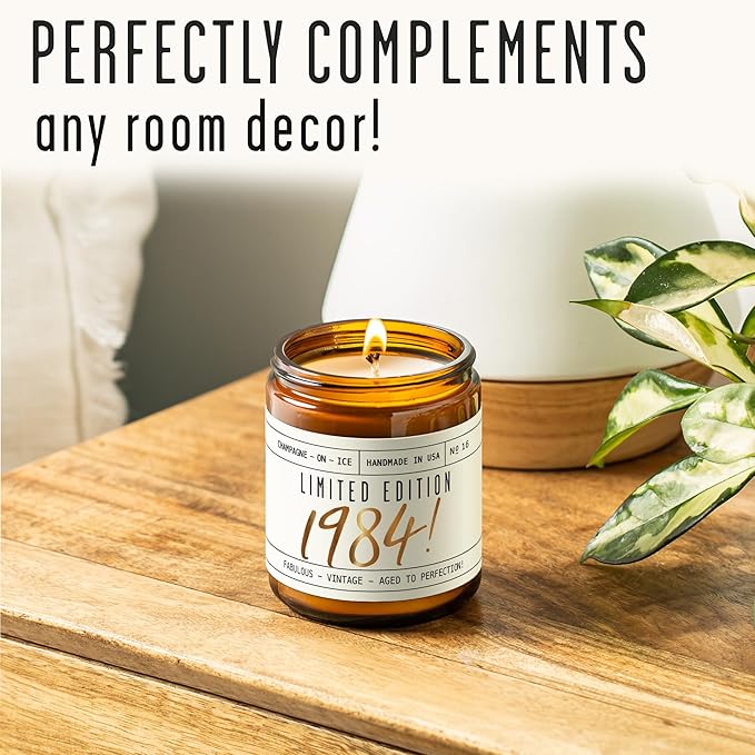 41st Birthday Gifts for Women - 'Limited Edition 1984' Soy Candle, w/Champagne on Ice I 41 Birthday Gifts for Women I 41st Gift for Her Ideas I 9oz Reusable Jar, 50Hr Burn, Made in USA