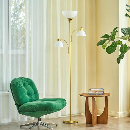 VONLUCE 71" Floor Lamp for Living Room with Adjustable Reading Light, 3 Color Temperatures Modern Torchiere Floor Lamp with 3 Bulbs