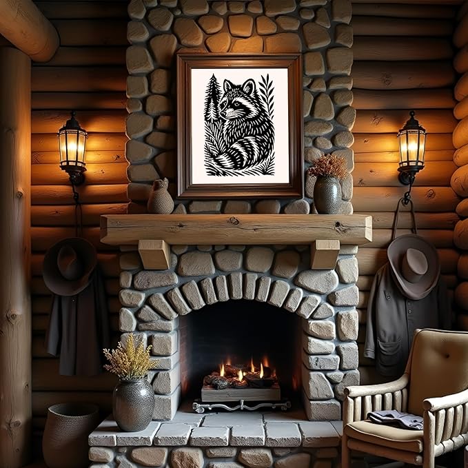 Caelumis Vintage Wall Art Decor Prints Black And White Pictures Posters For Farmhouse Living Bedroom Bathroom Room kitchen Handmade Unframed (Raccoon 12x16in)