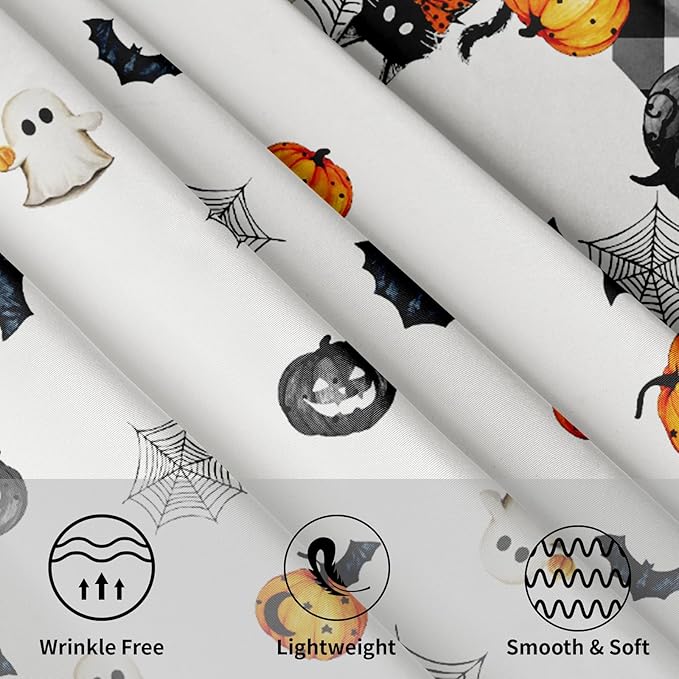 Kawani Halloween Tablecloths - Round Spooky Tablecloths with Pumpkins & Ghosts, 60 Inch, Perfect for Kitchen & Dining Room Dinner Parties