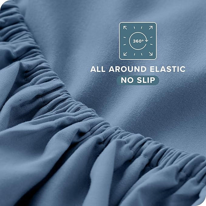 Bare Home Split King Sheet Set - 1800 Ultra-Soft Microfiber Bed Sheets - Double Brushed - Deep Pockets - Easy Fit - 5 Piece Set - Bed Sheets & Pillowcases (Split King, Coronet Blue)