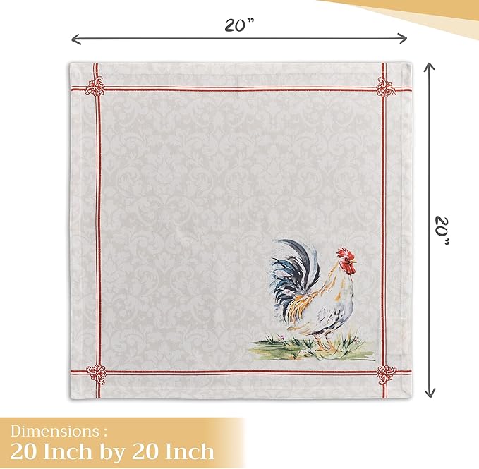 Maison d' Hermine Cloth Napkins Set of 4 100% Cotton Everyday Reusable Square Napkins Cloth Washable, Dinner, Party, Wedding, Restaurant, Spring/Summer (Campagne, 20" x 20")