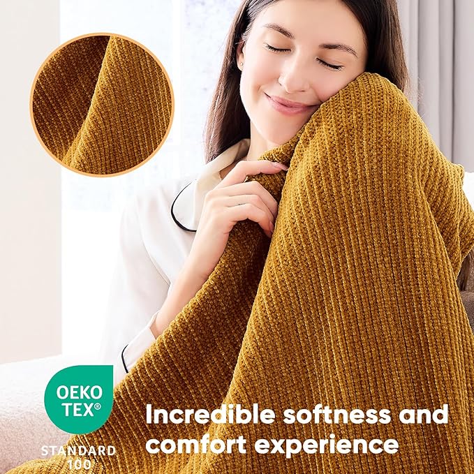 inhand Knitted Brown Throw Blanket for Couch Bed,Fall Home Decorative Soft Chunky Chenille Woven Blankets with Tassels,Lightweight Cozy Boho Farmhouse Warm Winter Gifts for Women,50"x60",Extra Thick