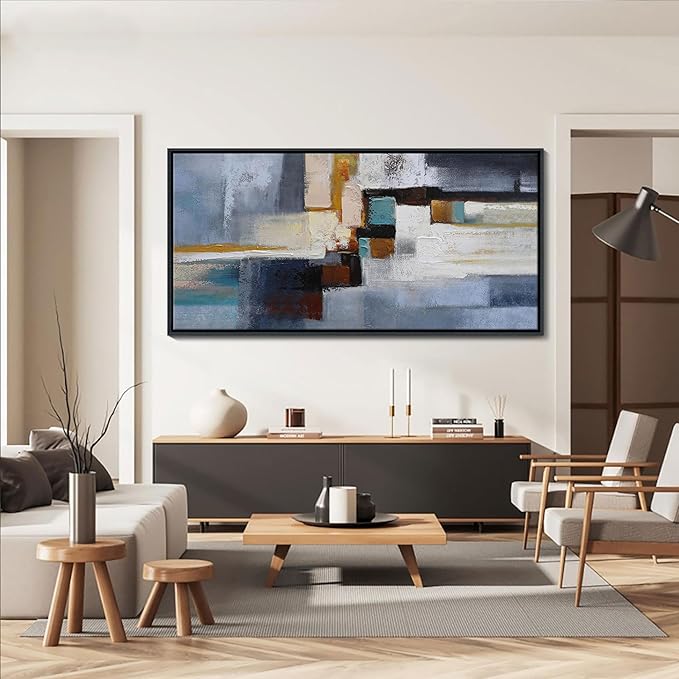 KLAKLA Large Canvas Wall Art - Modern Abstract Picture Artwork for Wall Black Frame Wall Art for Living Room Bedroom Office Painting Art