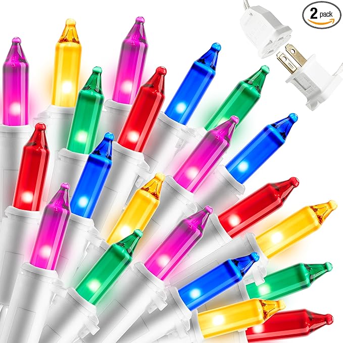 Joiedomi Christmas String Lights Indoor,200(2x100) Mini Multicolor Light with 42.8 FT White Wire,Lighting Decor for Patio Dorm Classroom Bedroom Holiday Wedding Party Garland Birthday Festival